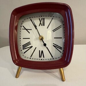 Vintage Burgundy and Gold Table Clock